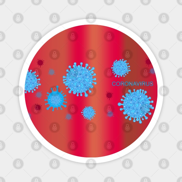 Blue corona virus infection vector banner with red background Magnet by GULSENGUNEL